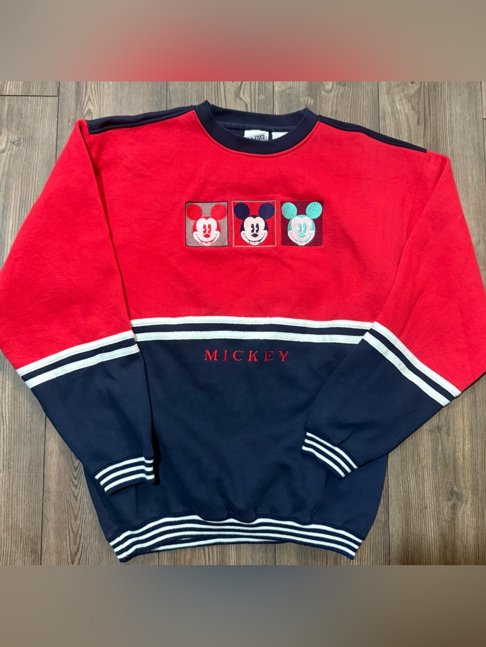 Vintage 90s Disney Mickey Mouse Colorblock Crewneck Sweatshirt Large